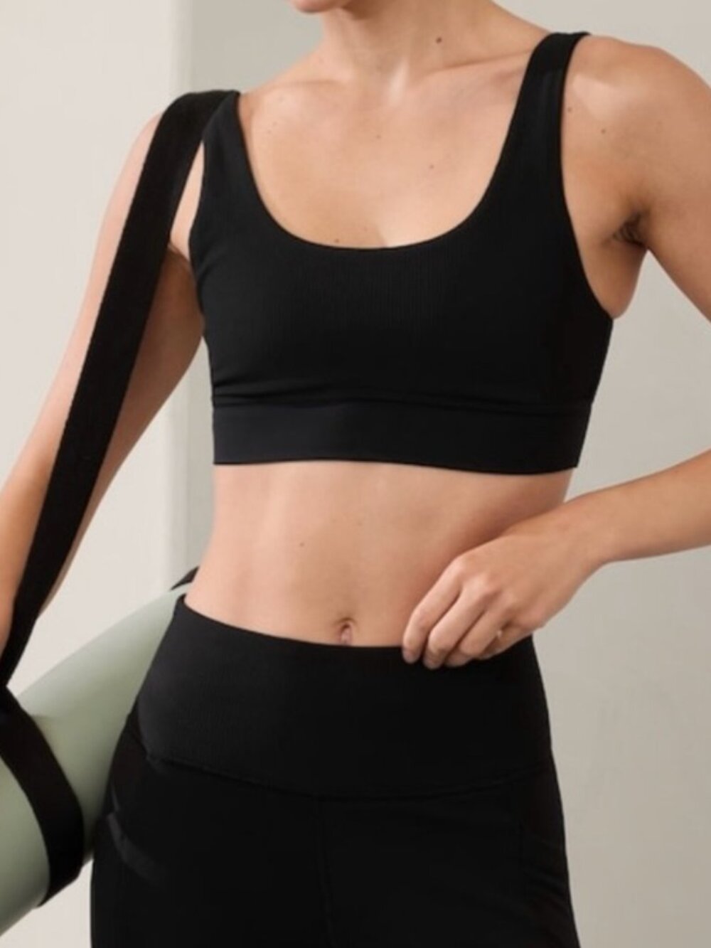 Athleta Breathe Rib Longline Sports Bra Black Size L A-C Cup